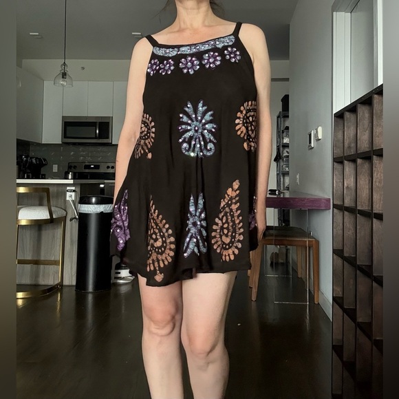 Black and Purple Embellished Mini Dress - Picture 10 of 10